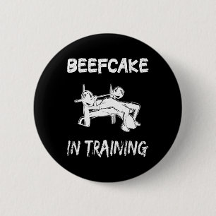 Beefcake In Training Gym Muscle Funny Bodybuilding 2 Inch Round Button