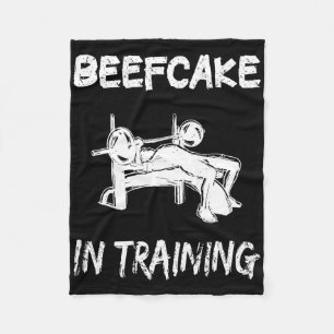 Beefcake In Training Gym Muscle Funny Bodybuilding Fleece Blanket