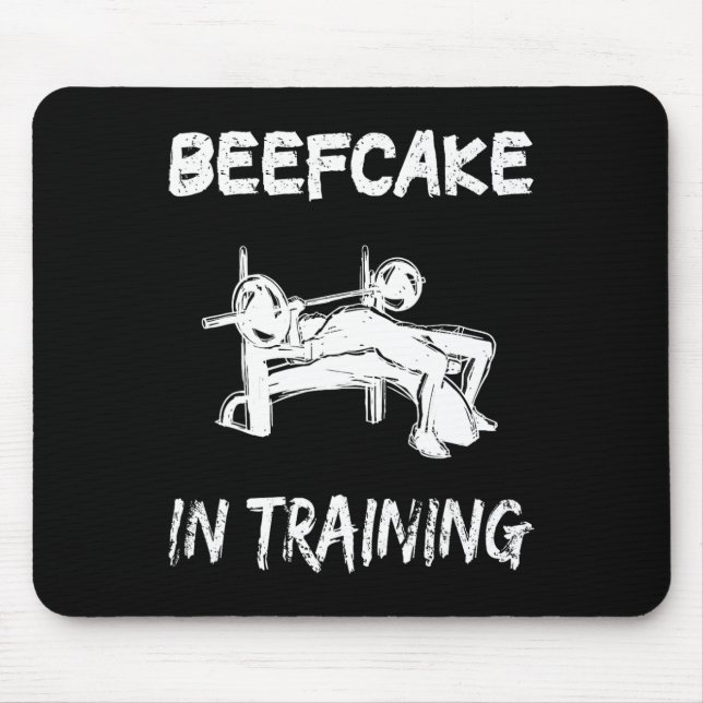Beefcake In Training Gym Muscle Funny Bodybuilding Mouse Pad (Front)