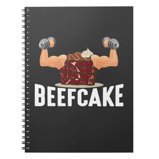 Beefcake Muscle Cake Bodybuilder  Weightlifting Pu Notebook (Front)