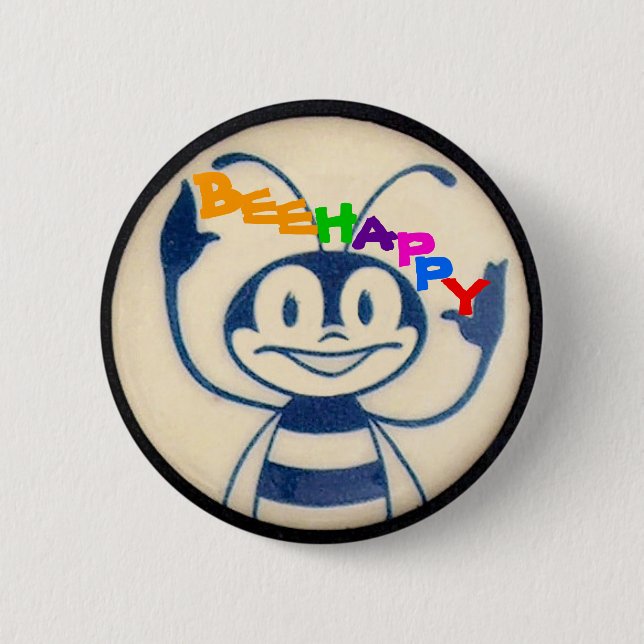 BEEHAPPY 2 INCH ROUND BUTTON (Front)