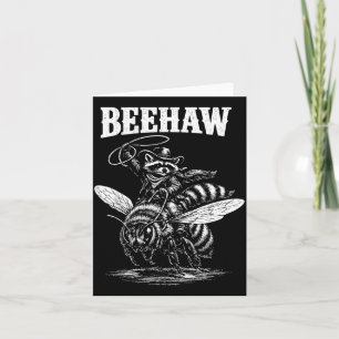 Beehaw Funny Cowboy Raccoon Riding Bee Western Card