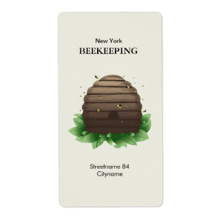 Beehive and bees on green leafs