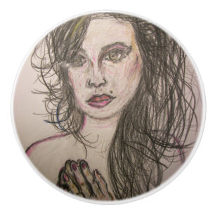 Beehive Girl Praying Ceramic Knob