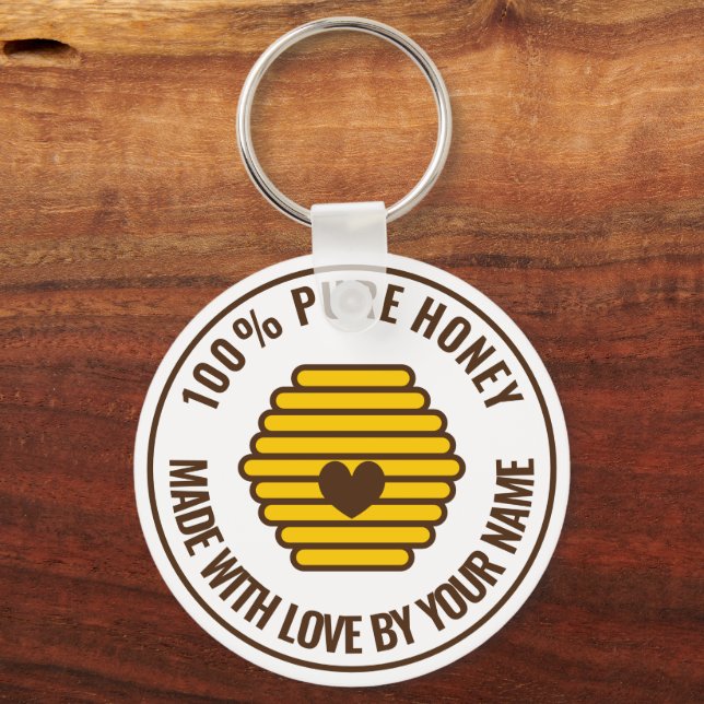 Beehive heart logo keychain for beekeeper (Front)