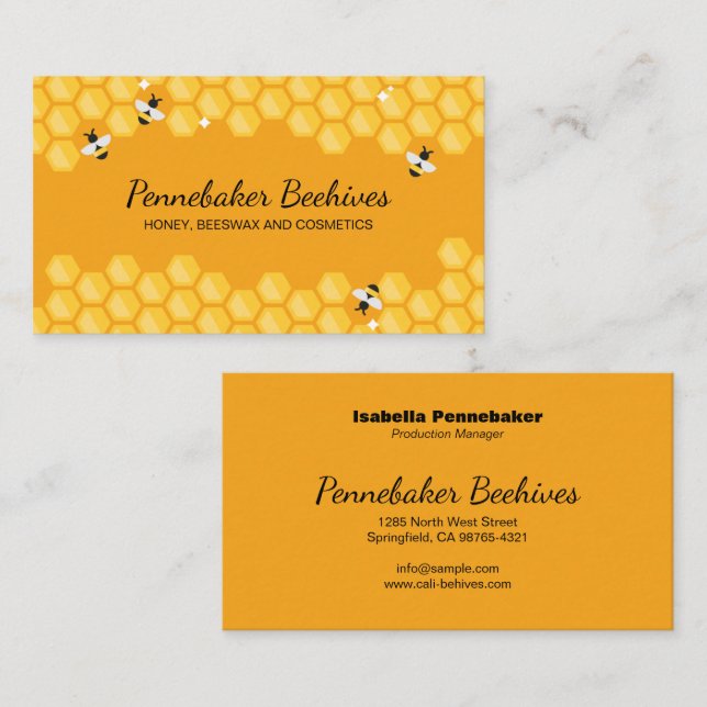 Beehive Honeycomb Border Beekeeper Business Card (Front/Back)