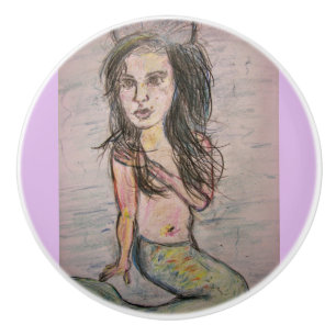 Beehive Mermaid Ceramic Knob