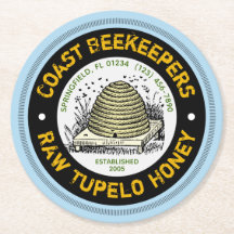Beehive Tupelo Honey Light Blue Paper Coasters