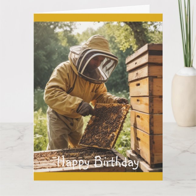 Beekeeper and Beehive Card (Front)