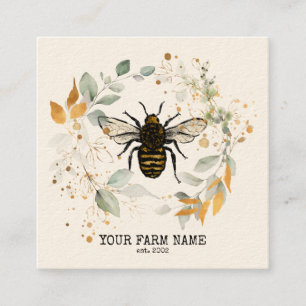 Beekeeper Apiarist Bee Farm Honeybees Honeycomb Bu Square Business Card