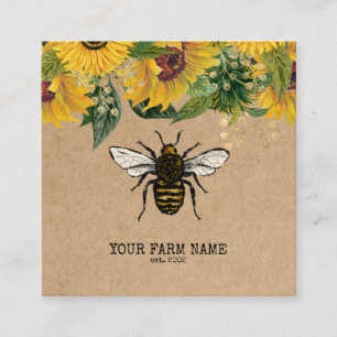 Beekeeper Apiarist Bee Farm Honeybees Honeycomb Bu Square Business Card