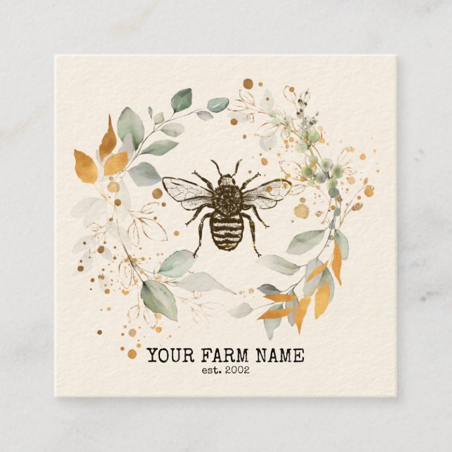 Beekeeper Apiarist Bee Farm Honeybees Honeycomb Bu Square Business Card (Front)