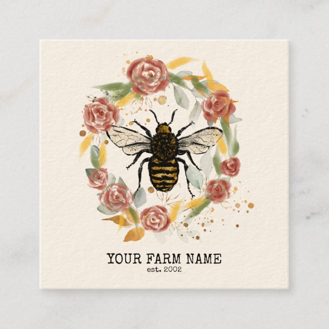 Beekeeper Apiarist Bee Farm Honeybees Honeycomb Bu Square Business Card (Front)