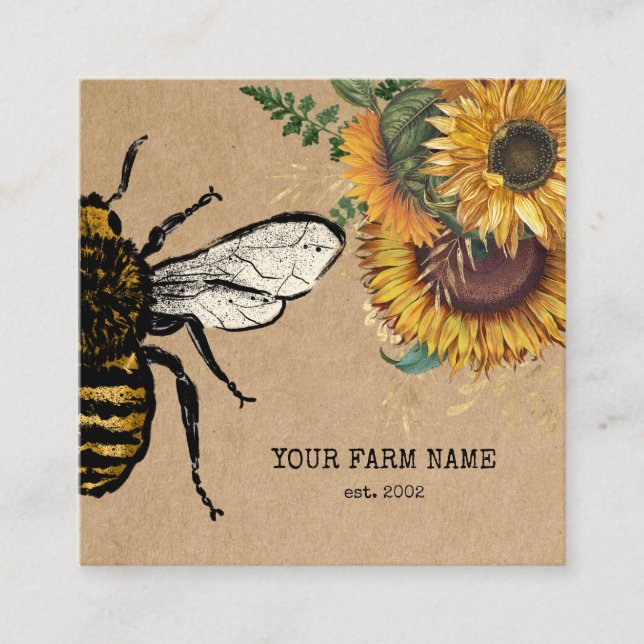Beekeeper Apiarist Bee Farm Honeybees Honeycomb Square Business Card (Front)