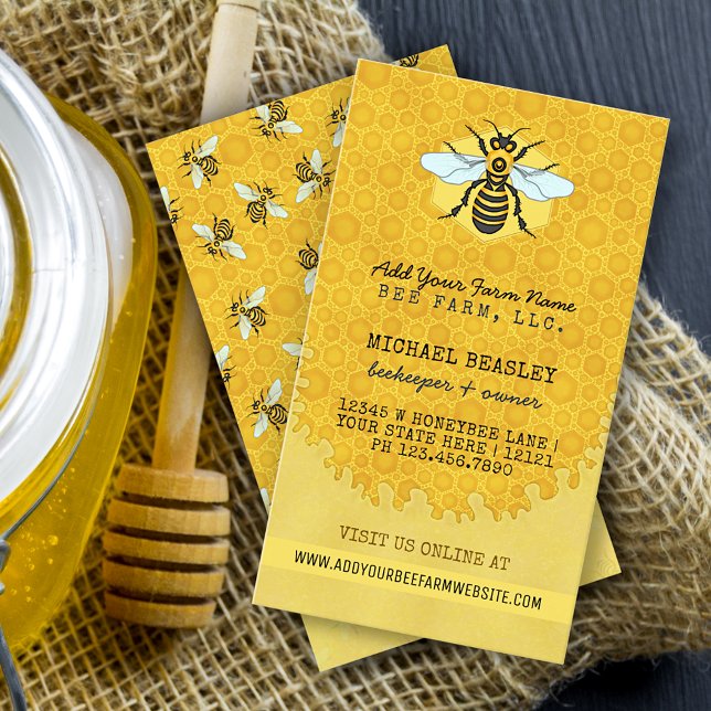 Beekeeper Apiary Bee Farm Honeybees Honeycomb Hive Business Card (Creator Uploaded)