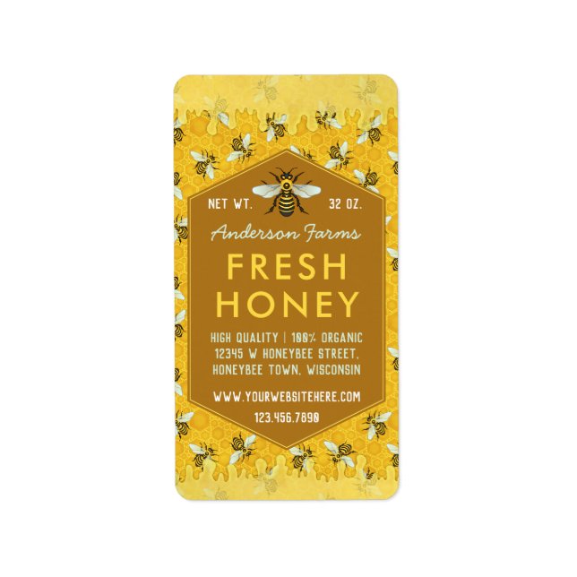 Beekeeper Apiary Honey Jar Étiquettes Honeycomb ab (Devant)