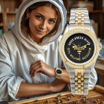 Beekeeper Apiary Watch with Gold Stylized Honeybee<br><div class="desc">Your customers are guaranteed to love you more when you wear this sweet little honeybee at  markets,  conventions and school fairs. Actually,  it’s a good practice and very helpful to your customers if they know who you are and where you are from. Happy Beekeeping!</div>