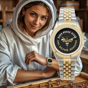 Beekeeper Apiary Watch with Gold Stylized Honeybee