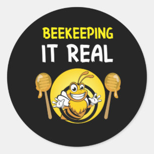 Beekeeper Art BeeKeeping It Real Classic Round Sticker