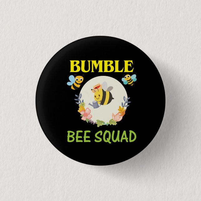 Beekeeper Art Bumble Bee Squad 1 Inch Round Button (Front)
