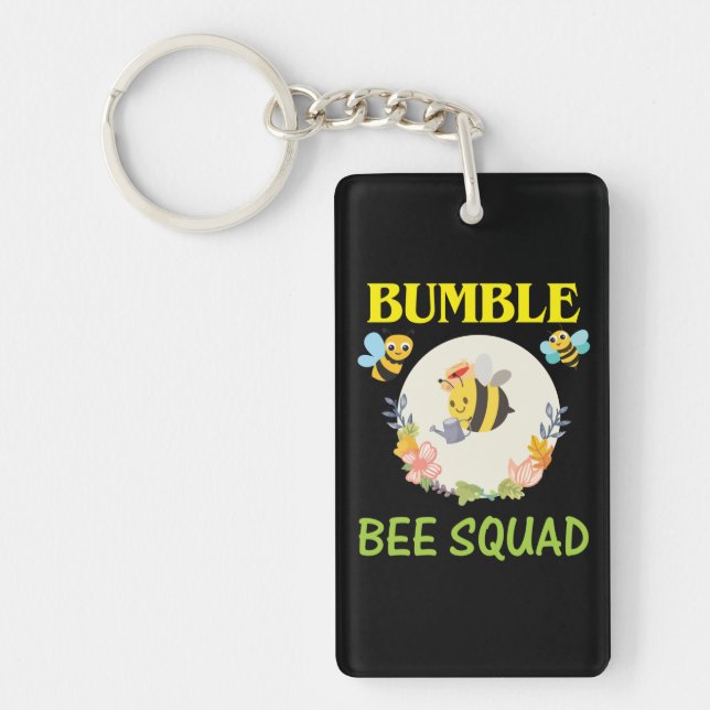 Beekeeper Art Bumble Bee Squad Keychain (Front)