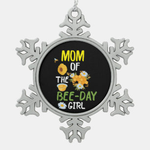 Beekeeper Art Mom Of The Bee-day Girl 2 Snowflake Pewter Christmas Ornament