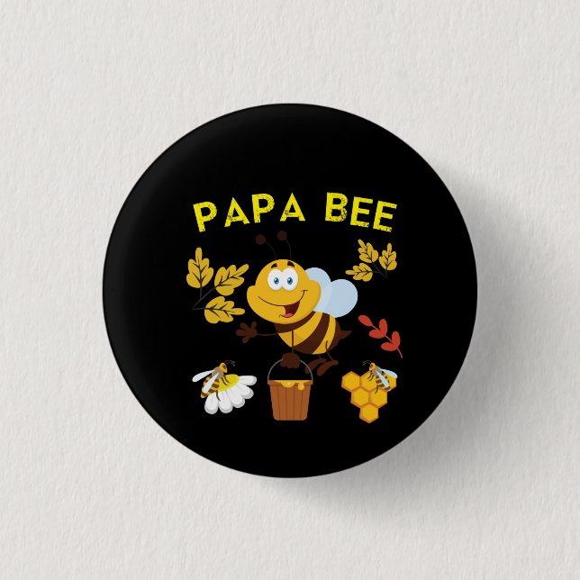 Beekeeper Art Papa Bee 1 Inch Round Button (Front)
