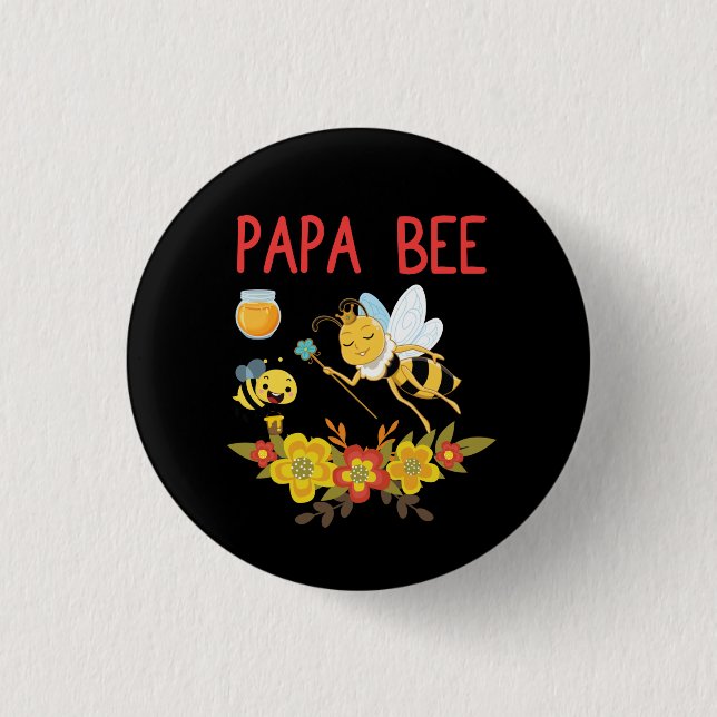 Beekeeper Art Papa Bee 2 1 Inch Round Button (Front)