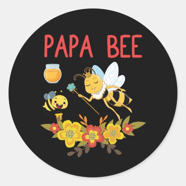 Beekeeper Art Papa Bee 2 Classic Round Sticker (Front)