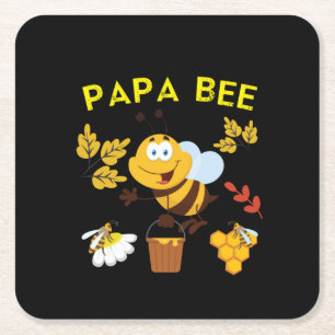 Beekeeper Art Papa Bee Square Paper Coaster