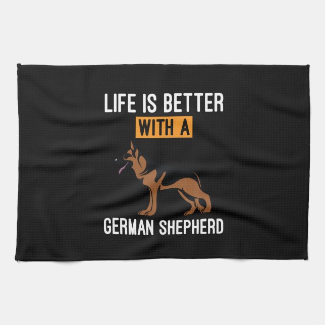 Beekeeper Art With A German Shepherd Kitchen Towel (Horizontal)