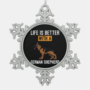 Beekeeper Art With A German Shepherd Snowflake Pewter Christmas Ornament