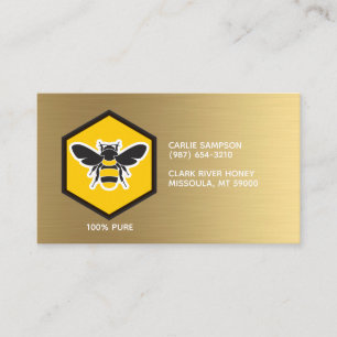 Beekeeper Bee & Honeycomb White Gold Business Card