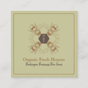 Beekeeper Bees Beige Honeycomb Farm Apiary Square Business Card