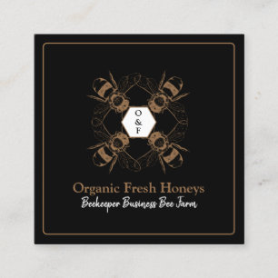 Beekeeper Bees Black Honeycomb Farm Apiary Square Business Card