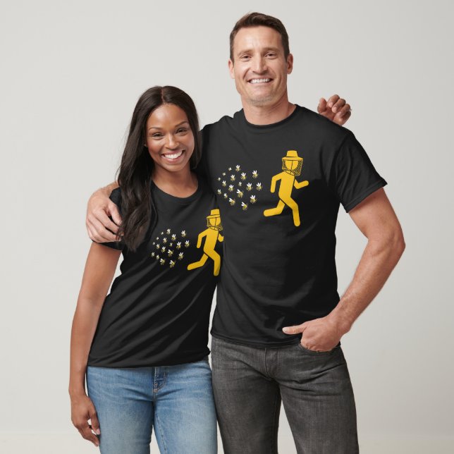 Beekeeper Chased By Bees Funny Honeybee Beekeeping T-Shirt (Unisex)