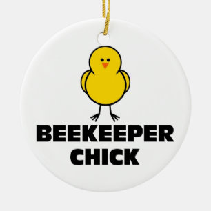 Beekeeper Chick Ceramic Ornament