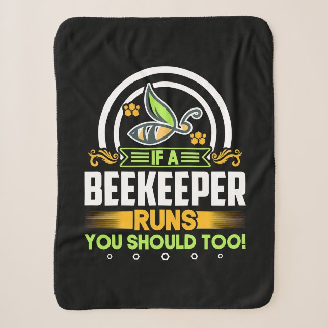 Beekeeper Gift | A Beekeeper Runs You Should Too Sherpa Blanket (Front)