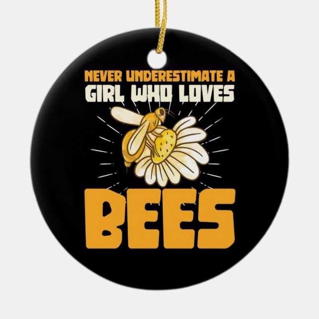 Beekeeper Gift | A Girl Who Loves Bees Ceramic Ornament (Front)