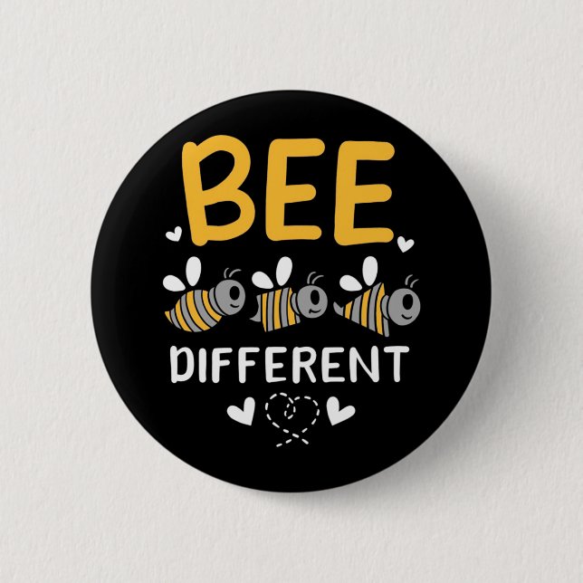 Beekeeper Gift | Bee Different 2 Inch Round Button (Front)