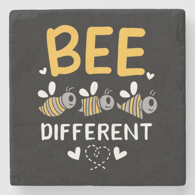 Beekeeper Gift | Bee Different Stone Coaster (Front)