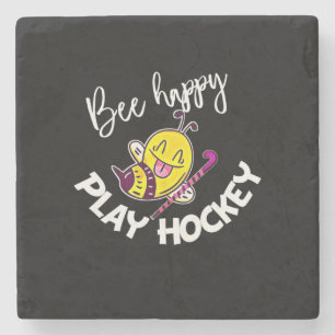 Beekeeper Gift Bee Happy Play Hockey Stone Coaster
