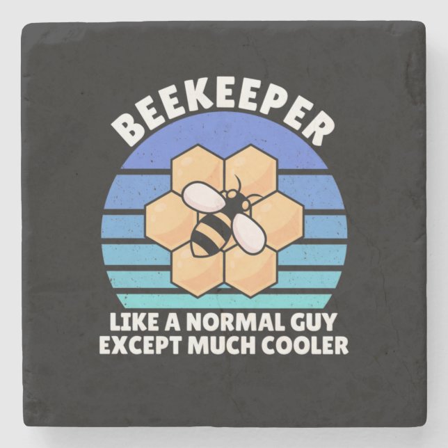 Beekeeper Gift | Beekeeper Retro Vintage Stone Coaster (Front)