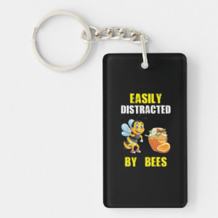 Beekeeper Gift Easily Distracted By Bees Keychain