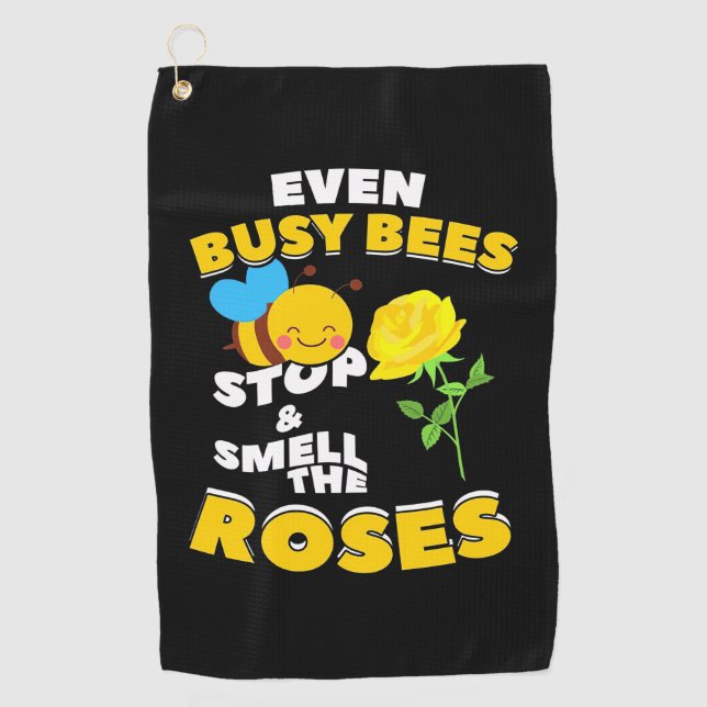 Beekeeper Gift | Even Busy Bees Golf Towel (Front)