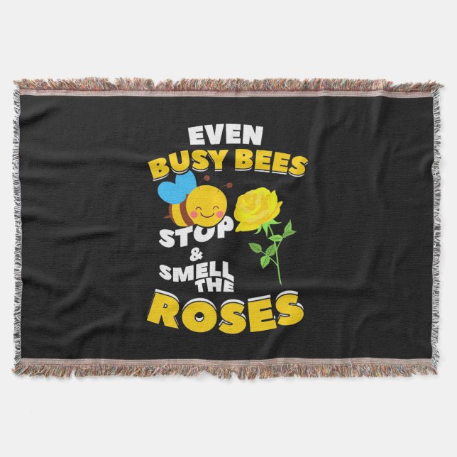 Beekeeper Gift | Even Busy Bees Throw Blanket (Front)