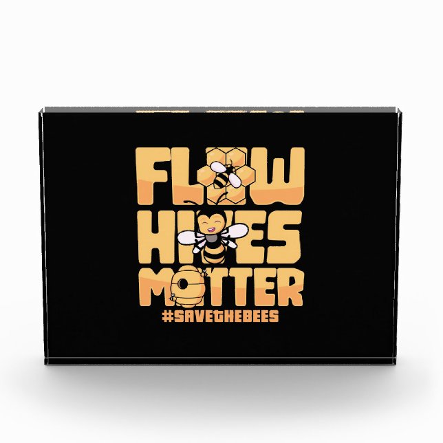 Beekeeper Gift | Flow Hives Matter Bees Photo Block (Front)