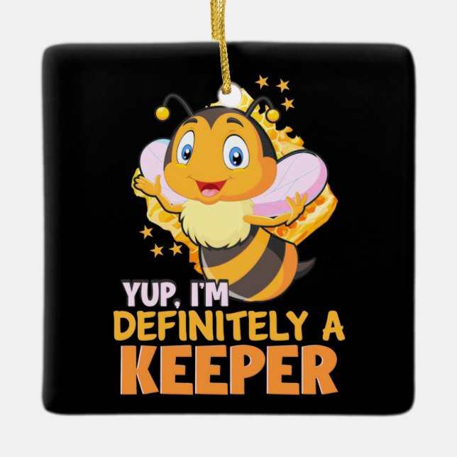 Beekeeper Gift | I Am Definitely A Bee Keeper Ceramic Ornament (Front)