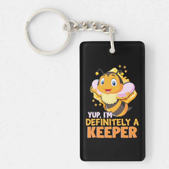 Beekeeper Gift | I Am Definitely A Bee Keeper Keychain (Front)
