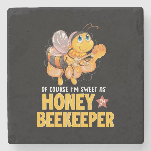 Beekeeper Gift | I Am Sweet As Honey Beekeeper Stone Coaster (Front)